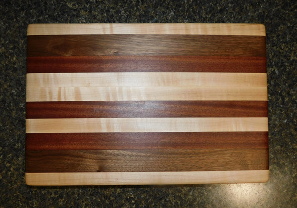 Black Walnut, Maple, & Mahogany Edge Grain Cutting Board