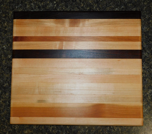 Maple, Black Walnut, & Cherry Wood Edge Grain Cutting Board