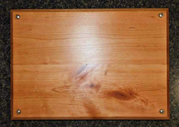 Cherry Wood Charcuterie Board with Handles & Clear Rubber Grip Feet