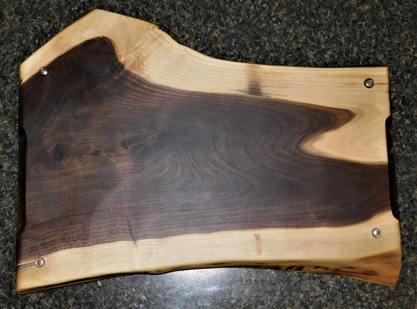 Black Walnut Charcuterie Board with Clear Rubber Grip Feet