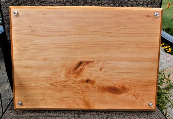 Cherry Wood Charcuterie Board with Handles & Clear Rubber Grip Feet