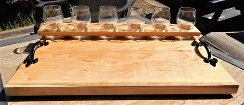 Cherry Wood Beer Flight Charcuterie Board with Taster Glasses