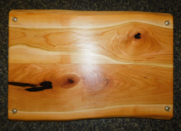 Cherry Wood Charcuterie Board with Handles & Clear Rubber Grip Feet