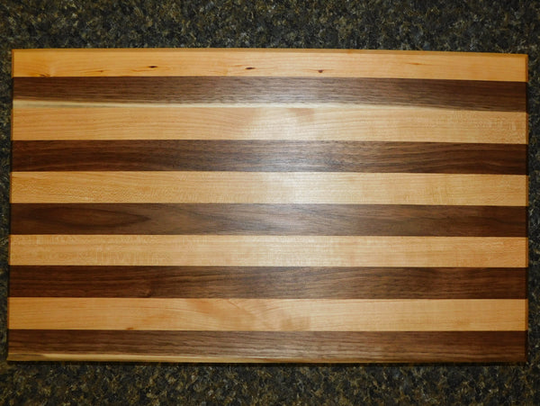 Black Walnut & Cherry Wood Edge Grain Cutting Board with Chamfered Edge