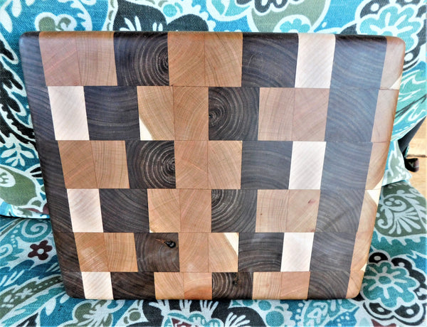 Cherry Wood, Maple, & Black Walnut End Grain Cutting Board