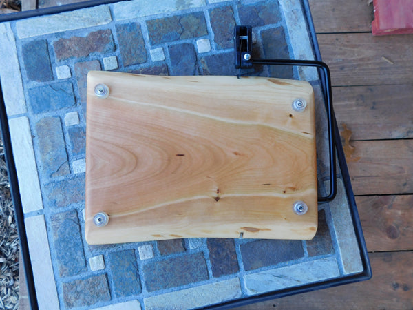 Cherry Wood Cheese Slicing Board with Clear Rubber Grip Feet