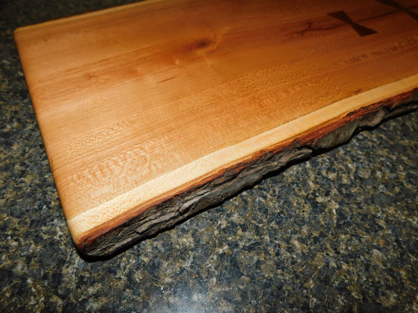 Cherry Wood Charcuterie Board with Two Bow Tie Inlays & Clear Rubber Grip Feet