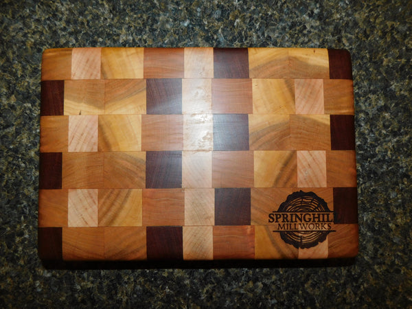 Cherry Wood, Maple, & Mahogany End Grain Cutting Board