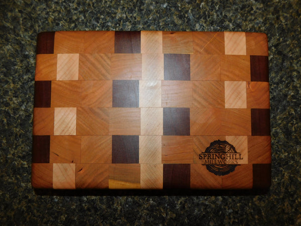 Cherry Wood, Maple, & Mahogany End Grain Cutting Board