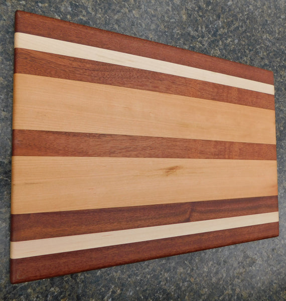 Mahogany Cherry Wood & Maple Hardwood Edge Grain Cutting Board. Handmade in the USA using by Springhill Millworks.