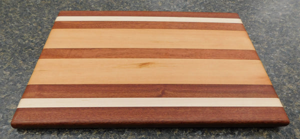 Mahogany Cherry Wood & Maple Hardwood Edge Grain Cutting Board. Handmade in the USA using by Springhill Millworks.