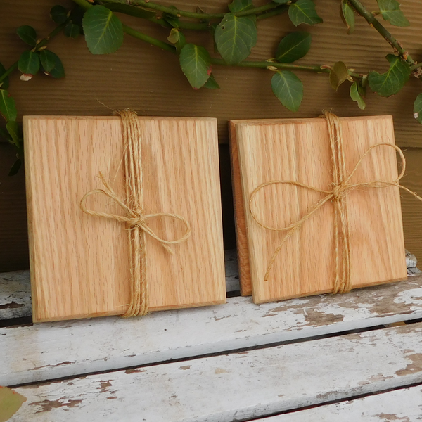 Set of FOUR Solid Oak Hardwood Trivets