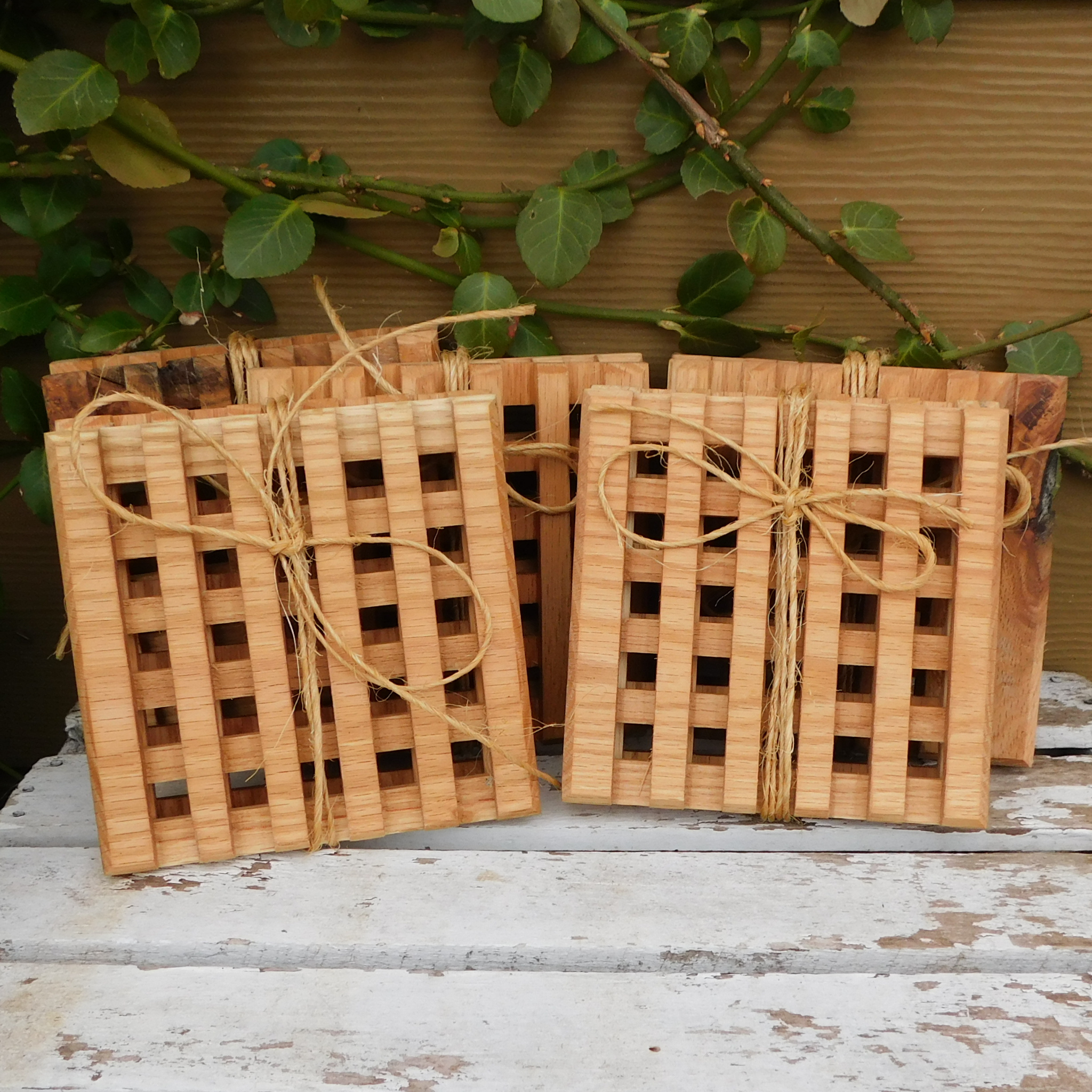 Set of FOUR Oak Hardwood Trivets