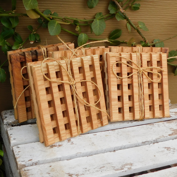 Set of TWO Oak Hardwood Trivets