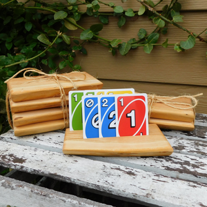 Set of FOUR Cherry Wood Playing Card Holders - 2 Card Slots