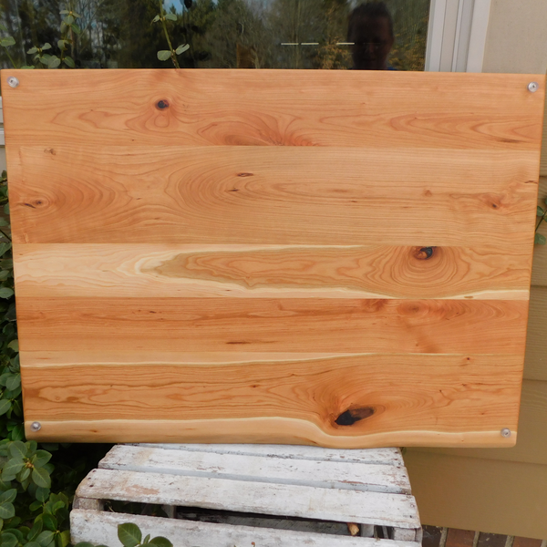 Cherry Wood Noodle Board with Cast Iron Handles & Clear Rubber Grip Feet