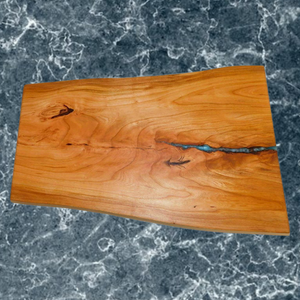 Cherry Wood Live Edge River Board With Blue Epoxy Resin - Springhill Millworks
