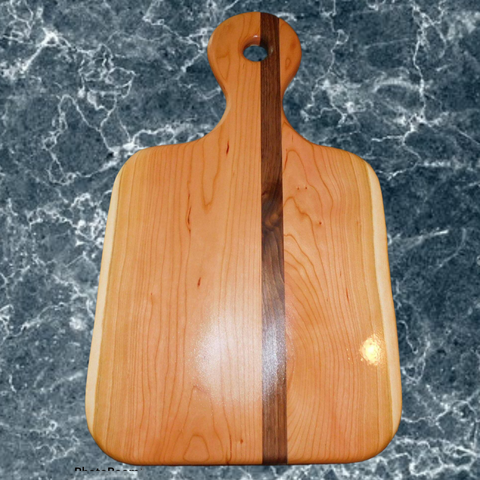 Cherry Wood Cutting Board With Walnut Accent and Handle - Springhill Millworks