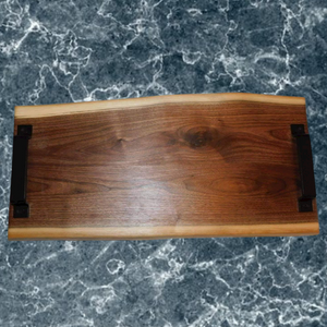 Black Walnut Live Edge Charcuterie Board With Handles And Clear Rubber Feet - Springhill Millworks