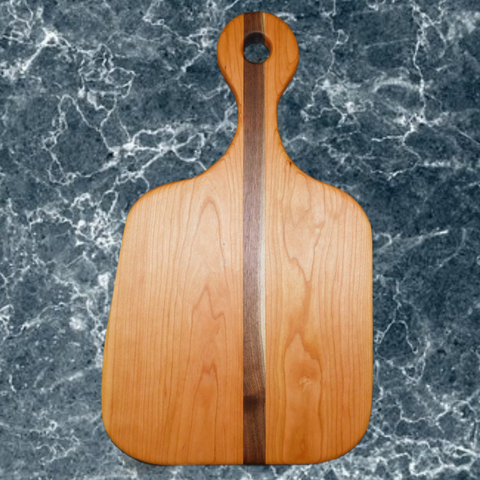 Cherry Wood Charcuterie Board With Black Walnut Accent and Handle