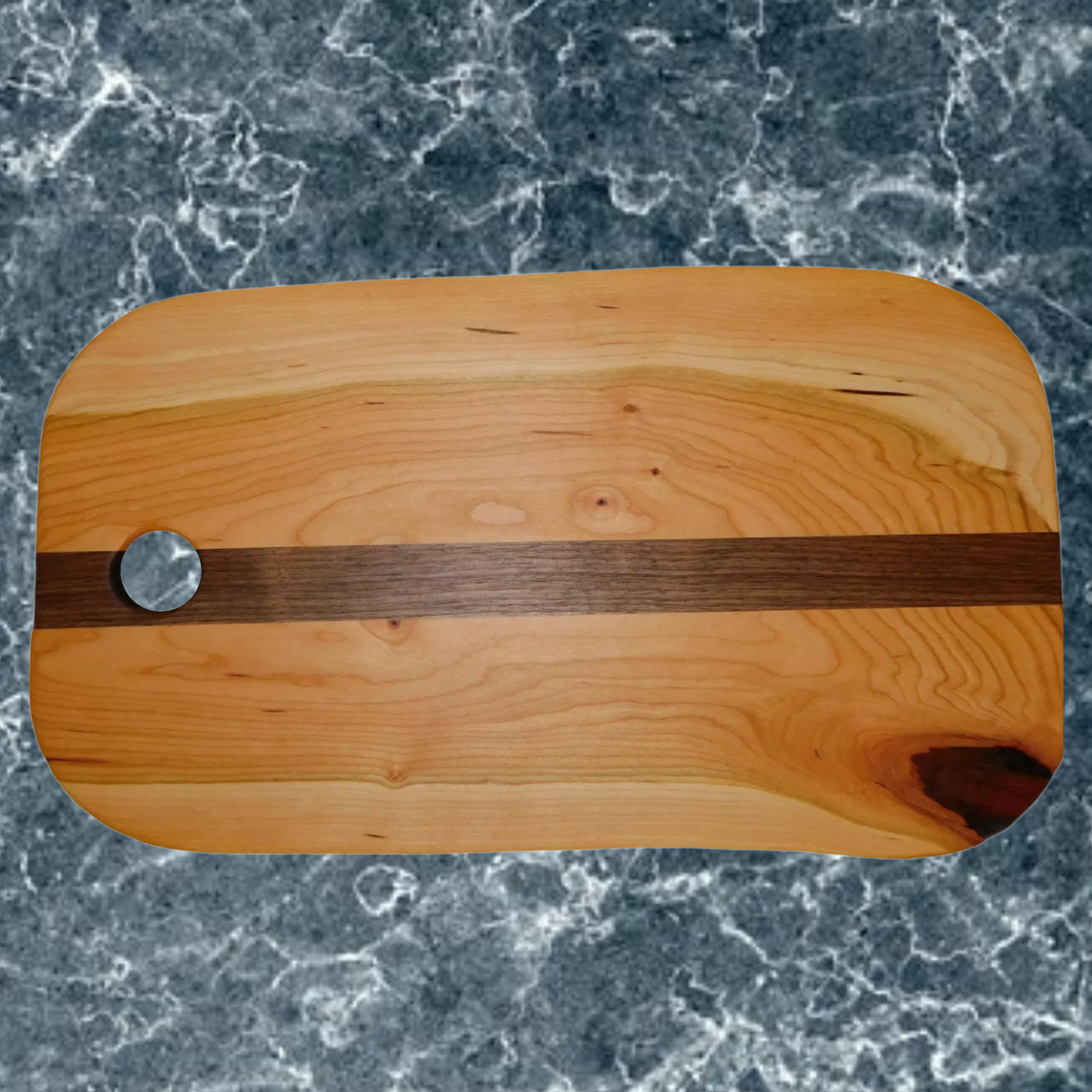 Cherry Wood Charcuterie Board with Unique Black Walnut Accent Stripe