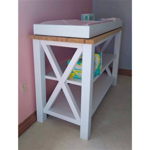SOLD - AVAILABLE AS CUSTOM ORDER ONLY Poplar Frame / Oak Hardwood Top Wood Changing Table