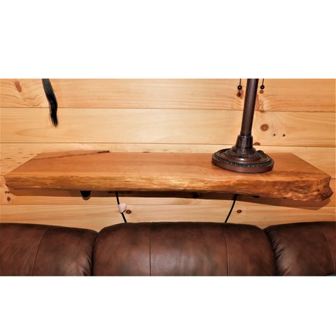 SOLD - AVAILABLE AS CUSTOM ORDER ONLY - Double Live Edge Cherry Wood Floating Shelf
