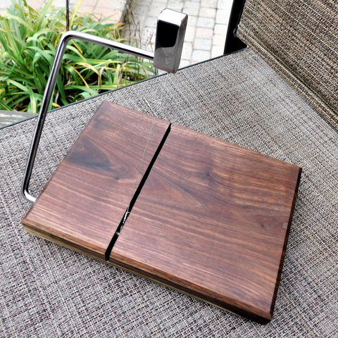 Black Walnut Cheese Slicing Board with Clear Rubber Grip Feet