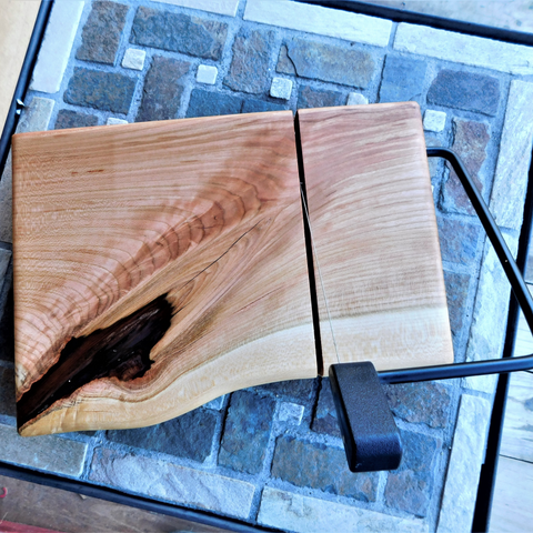 Cherry Wood Cheese Slicing Board with Clear Rubber Grip Feet