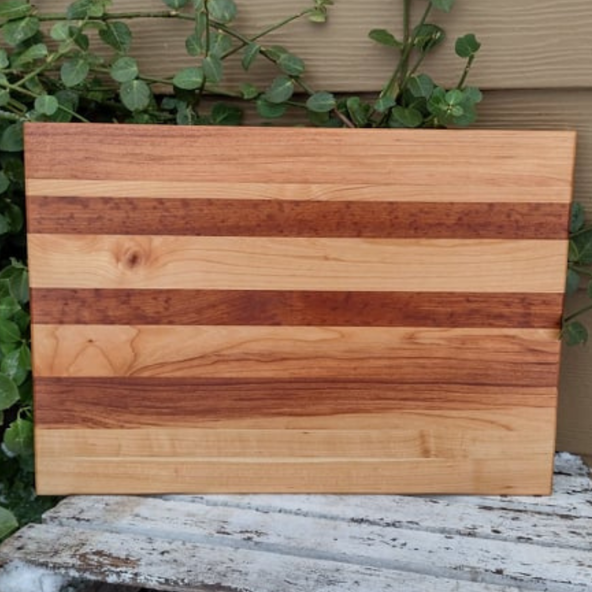 Cherry Wood Edge Grain Cutting Board with Beveled Edge & Hand Grooves On Sides