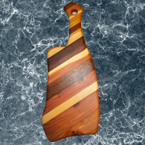 Black Walnut, Maple, & Mahogany Charcuterie Board with Handle