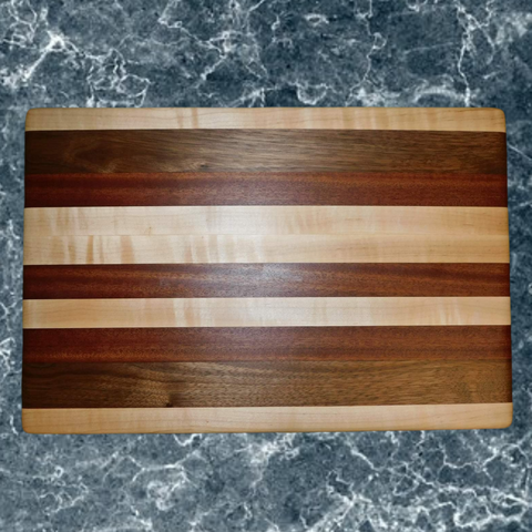 Black Walnut, Maple, & Mahogany Edge Grain Cutting Board